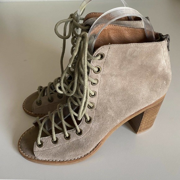 Jeffrey Campbell Cors Lace Up Bootie Sandal Gray Suede Corset Block Heel… - Picture 4 of 10
